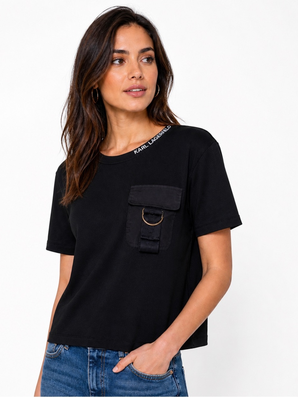 Karl Lagerfeld Black Top Size Medium – Elegant & Versatile